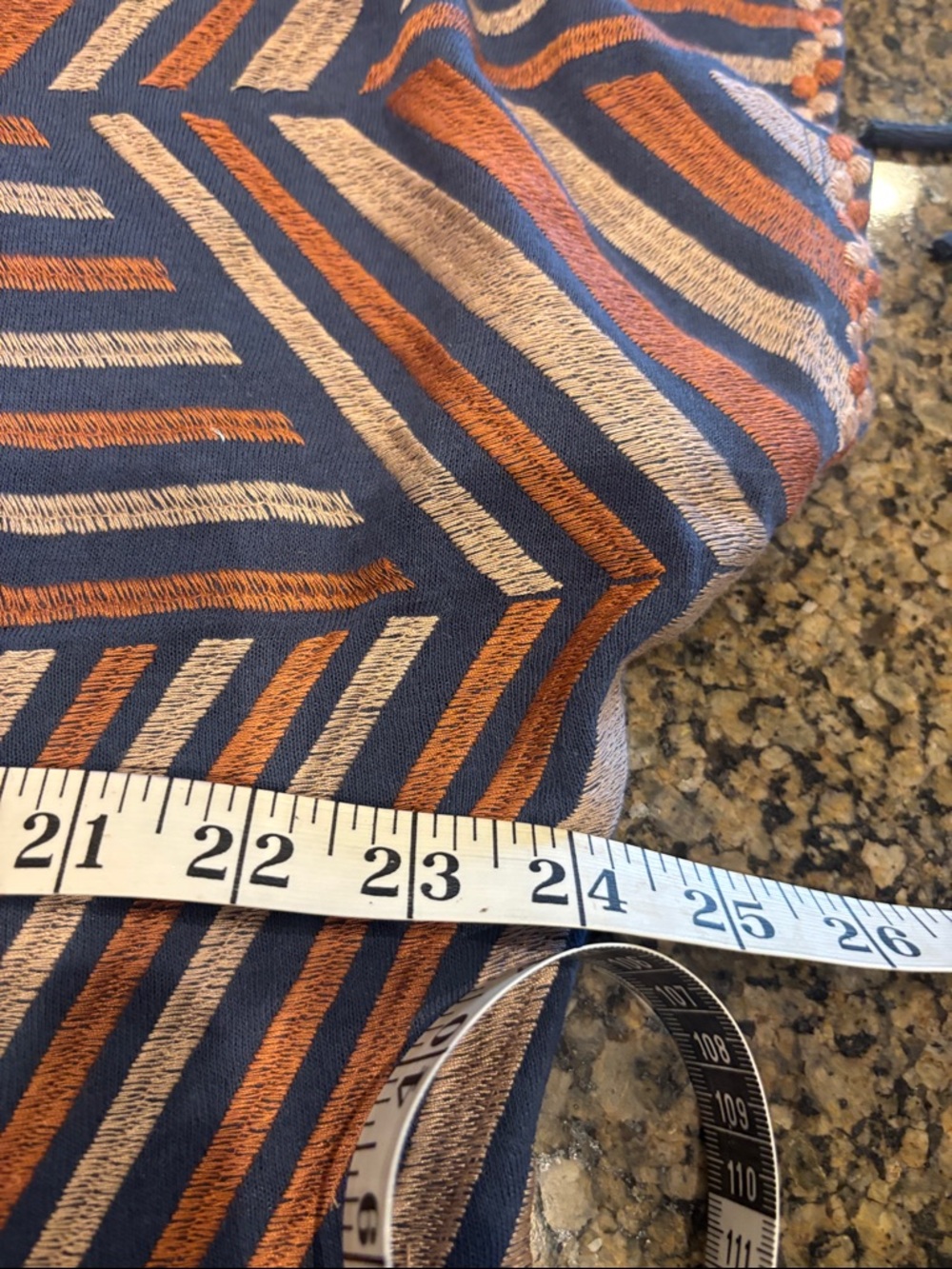 Savanna Jane Blue and Rust Striped V‑Neck Boho Top - Picture 6 of 8